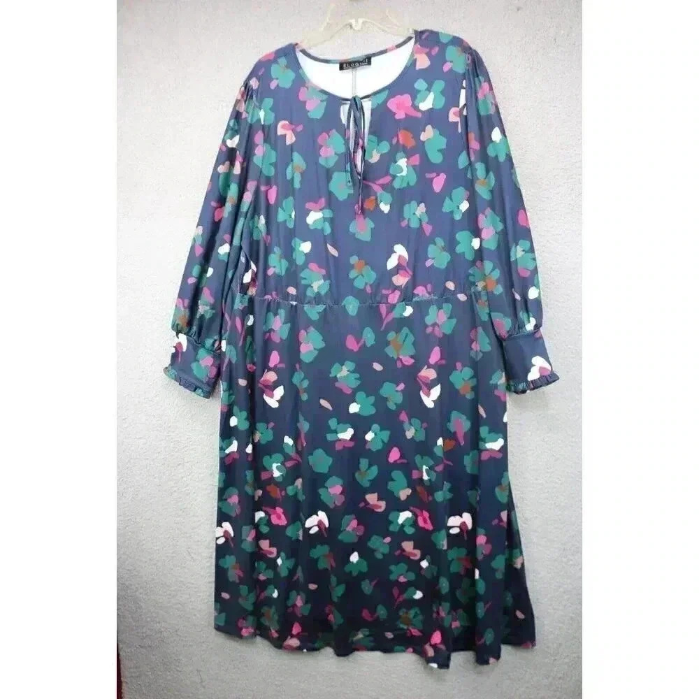 Eloquii Long Sleeve Midi A-Line Dress-Size 24-Church